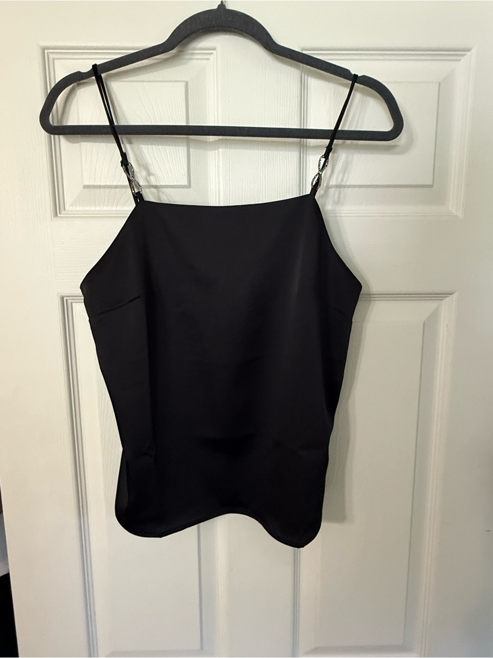 H&M Black Satin Spaghetti-Strap Cami
